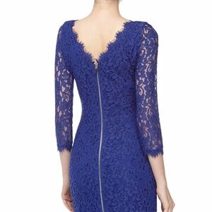 Diane Von Furstenberg DVF Dark Purple Zarita Stretch Lace Shift Dress